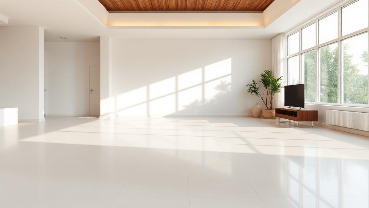 Sala com piso e parede simulados